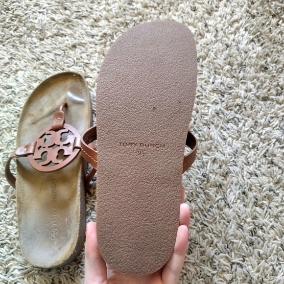 Tory Burch Miller Cloud Thong brown leather/cork Sandals sz 9,5 - Picture 5 of 5
